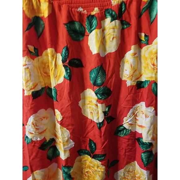 Almost Famous Red Floral Dress with Large Yellow Flowers - Picture 2 of 8